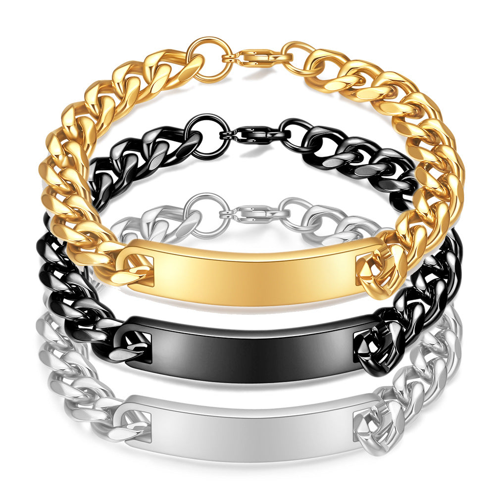 Herren Armband mit modernem Gliederdesign und gravierbarem Plättchen Shop Nory
