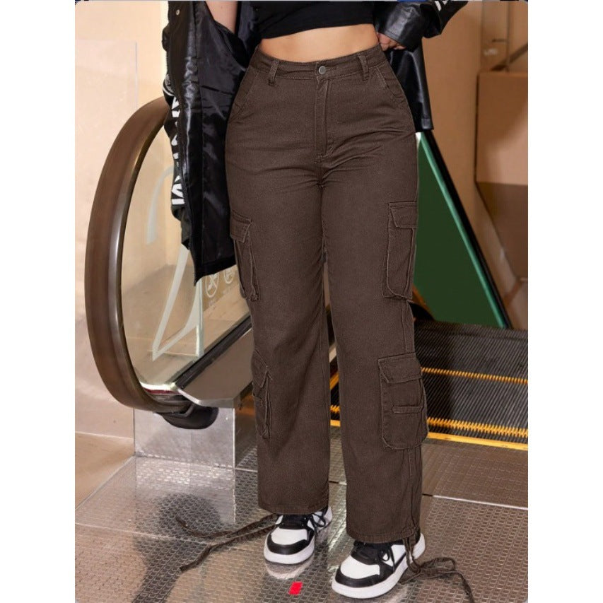 Damen Utility-Cargo-Chino mit Mehrfach-Pattentaschen und Kordelzugsaum Shop Nory