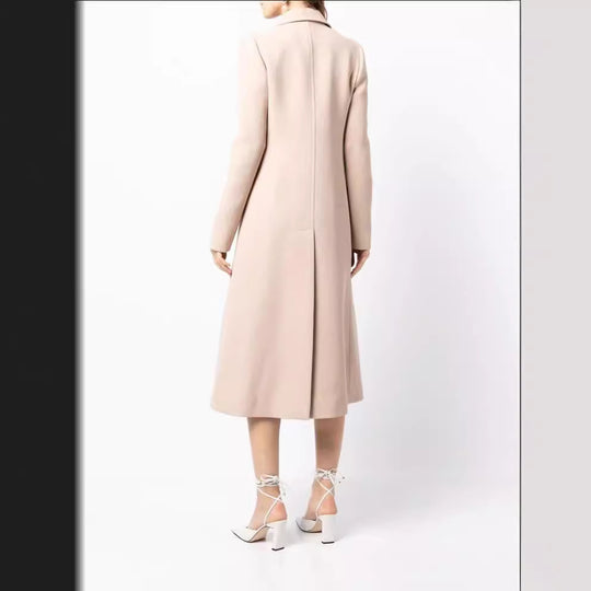 Damen Taillierter Zweireiher‑Wollmixmantel mit filigranen Zierknöpfen und Pattentaschen Shop Nory