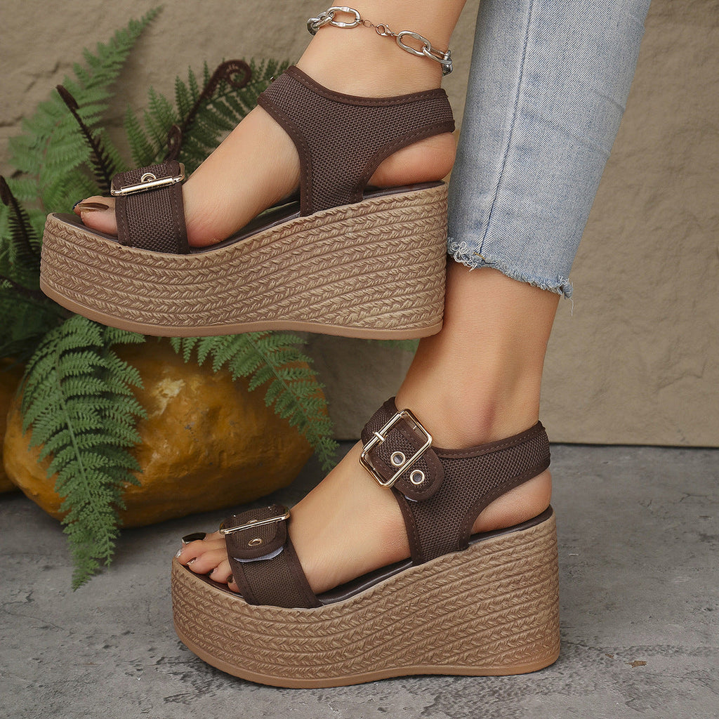 Damen Wedge-Sandalen mit rutschfestem Riemendesign und bequemem Fußbett Shopnory