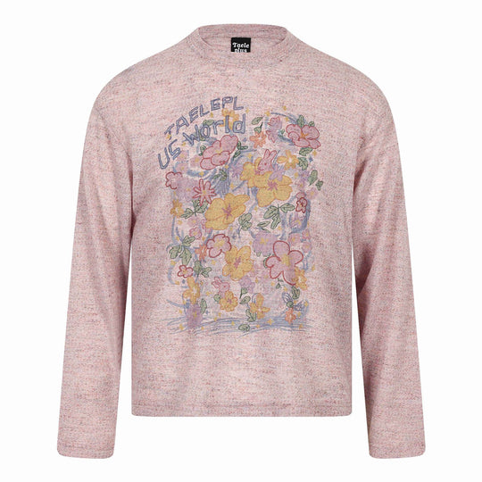 Unisex Relaxed‑Fit Langarmshirt mit floraler Illustrationsgrafik und geripptem Rundhals Shop Nory