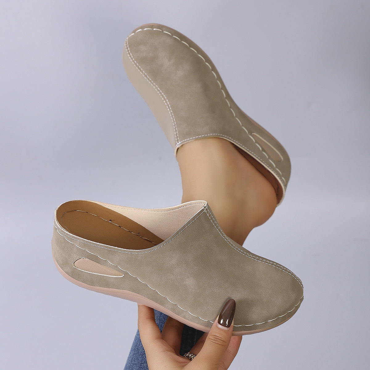 Damen Bequeme Clogs aus hochwertigem Leder mit ergonomischem Fußbett