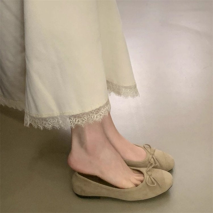 Damen Ballerina-Schuhe mit modischer Schleifenverzierung und komfortablem Fußbett