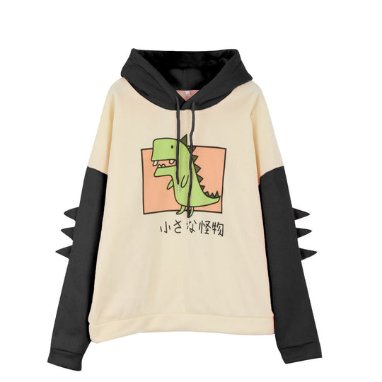 Damen nan Kapuzenpullover mit dreidimensionalen Rückendetails und niedlichem Dinosaurierprint Shop Nory