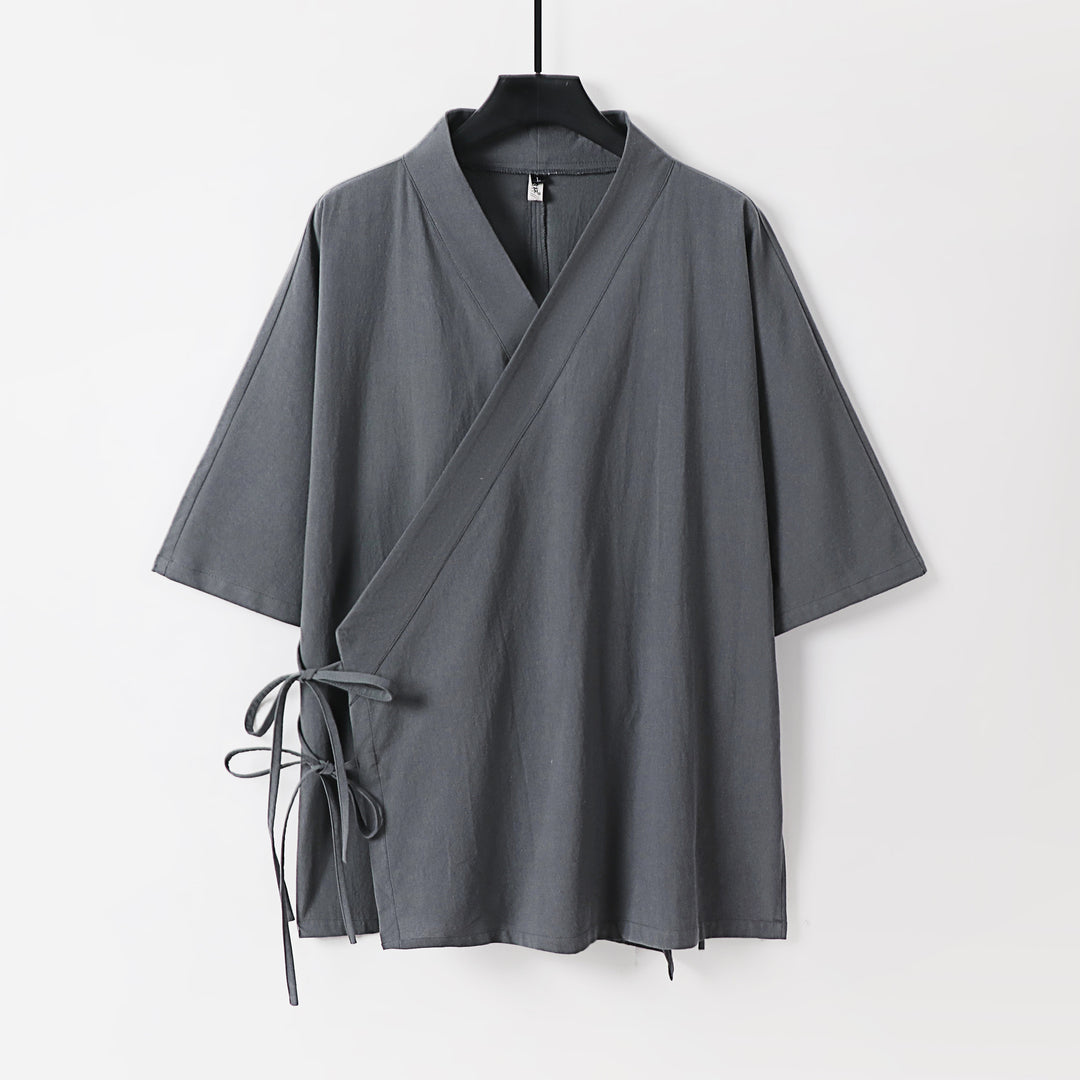 Damen Wickel-Kimono-Oberteil mit kurzen Ärmeln und Seitenschnürung Shop Nory