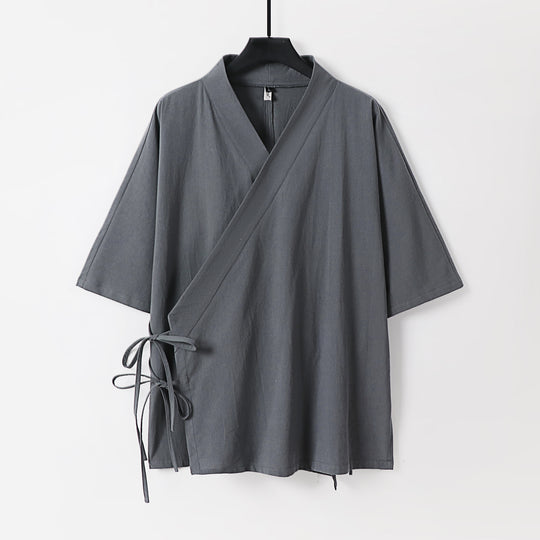 Damen Wickel-Kimono-Oberteil mit kurzen Ärmeln und Seitenschnürung Shop Nory