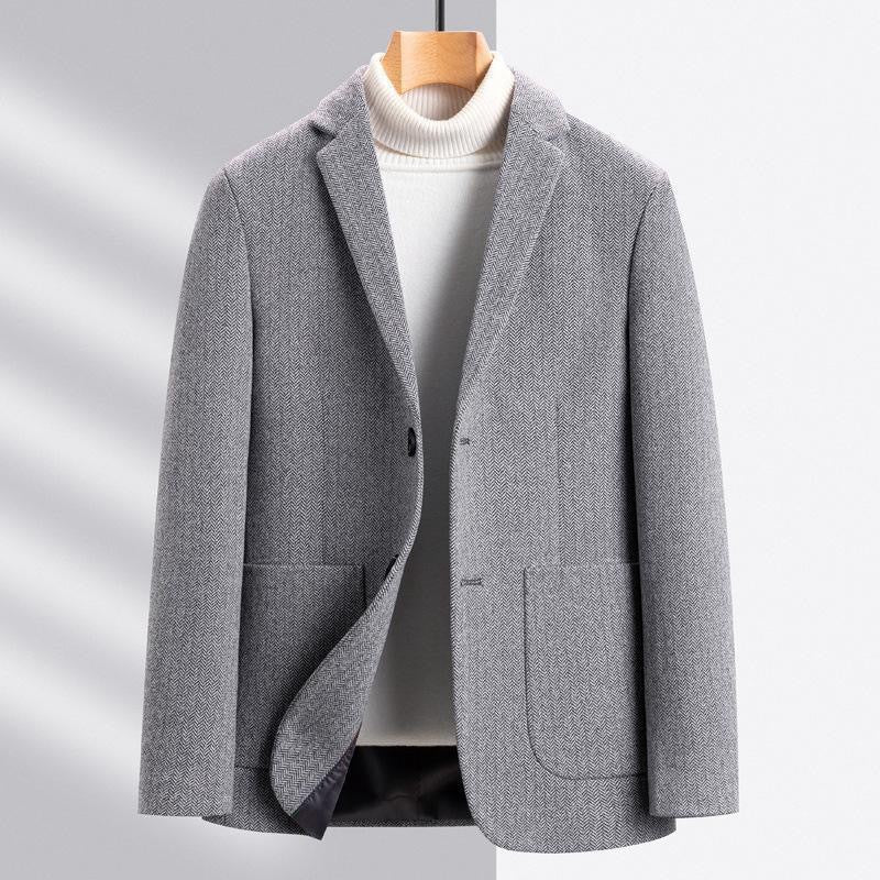 Herren Sakko aus Wollmischung mit Fischgrätmuster und aufgesetzten Taschen Shop Nory