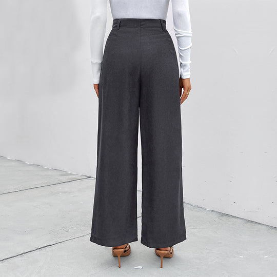 Damen Weite Cordhose mit hoher Taille, aufgesetzten Taschen und weitem Bein Shop Nory
