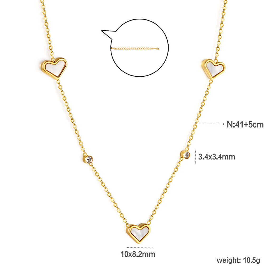 Damen Halskette mit herzförmigen Anhängern und funkelnden Zirkonia Shop Nory