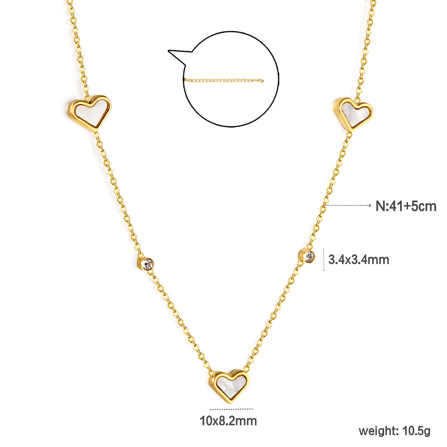 Damen Halskette mit herzförmigen Anhängern und funkelnden Zirkonia Shop Nory