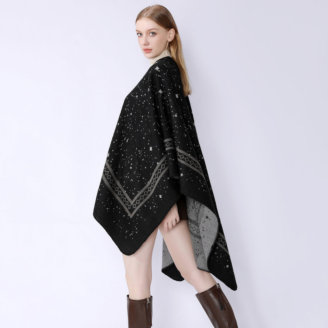 Damen Oversize-Umhangcape aus Wollmix mit zweifarbiger Wendestruktur Shop Nory