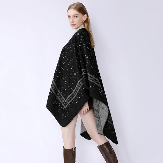 Damen Oversize-Umhangcape aus Wollmix mit zweifarbiger Wendestruktur Shop Nory