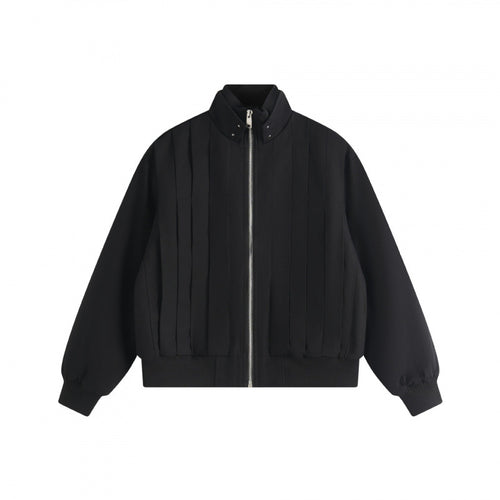 Unisex Boxy-Blousonjacke mit vertikalen Kellerfalten, Stehkragen und Reißverschluss Shop Nory