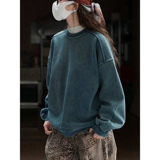 Damen Baumwoll-Mix Relax-Sweater mit ausgewaschener Oberfläche und Raglanärmeln Shop Nory