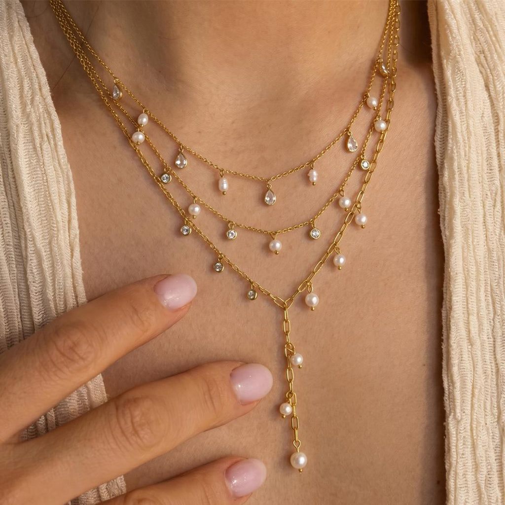 Damen Halskette mit elegantem Perlenanhänger und hypoallergenem Edelstahl Shop Nory