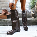 Damen knöchelhohe Stiefel im ausgefallenen Design mit seitlicher Raffung und robustem Blockabsatz