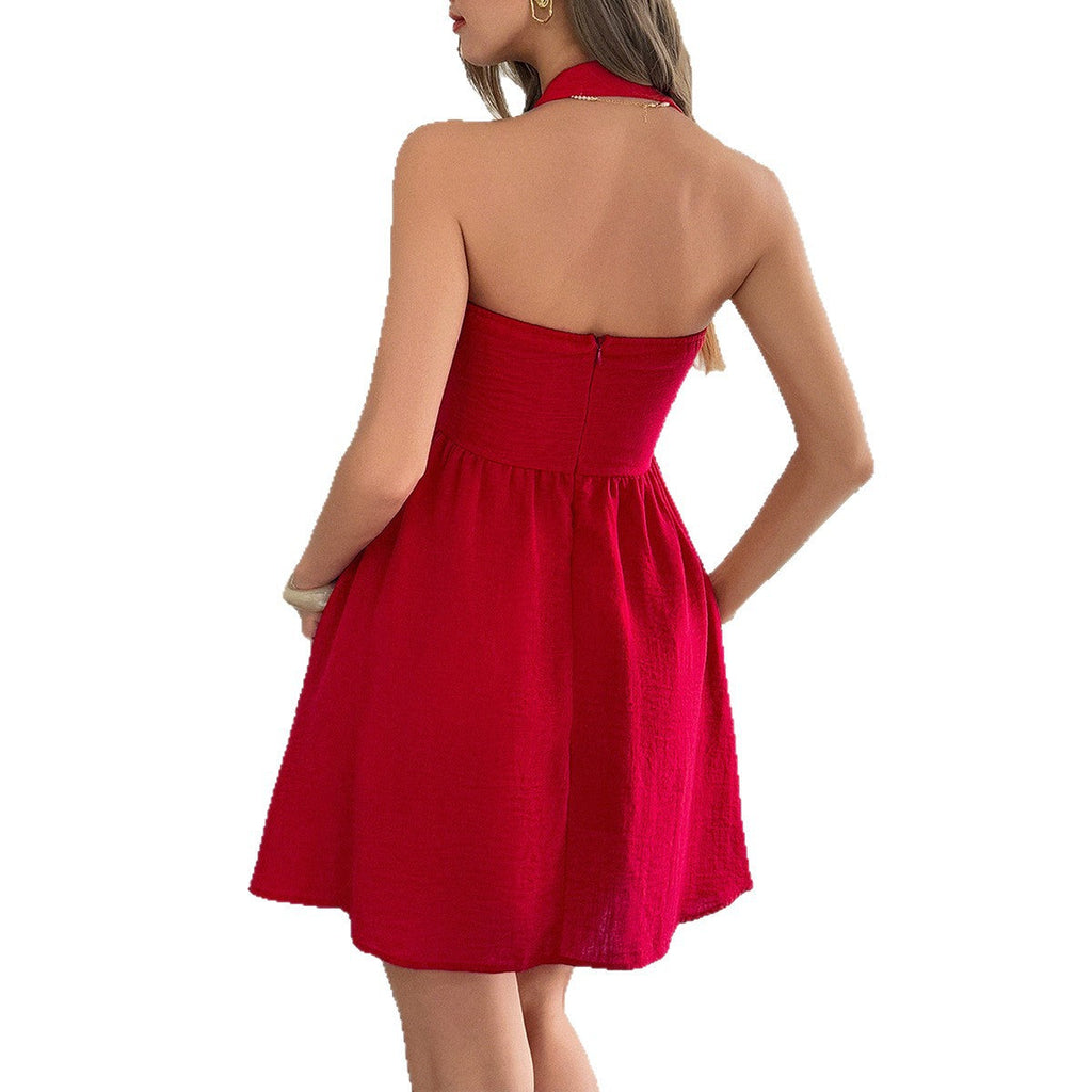Damen Charmantes Trägerkleid mit weitem Rock und elegantem Schnitt