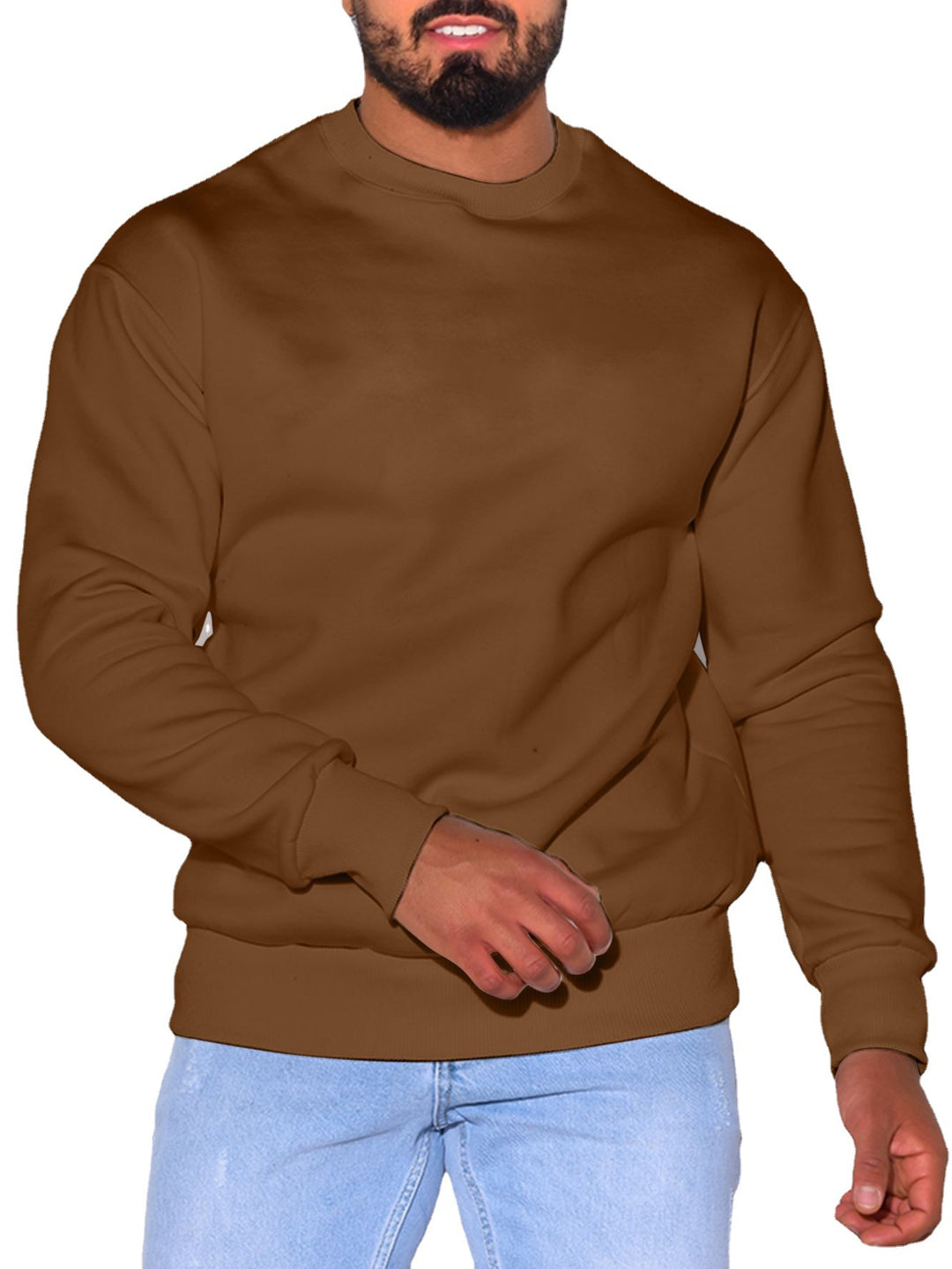 Herren Lässiges Rundhals-Sweatshirt mit Rippbündchen Shop Nory