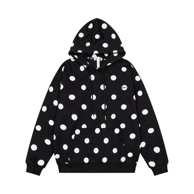 Damen Oversize-Kapuzenpullover mit Polka-Dot-Allover und Kängurutasche Shop Nory