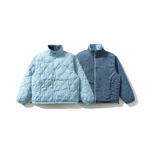 Herren Wattierte Cordjacke mit Stehkragen, Druckknopfverschluss und elastischem Saum Shop Nory