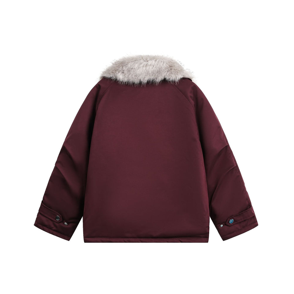 Damen Wattierter Kurzparka mit Kunstfellkragen und asymmetrischer Reißverschluss Shop Nory