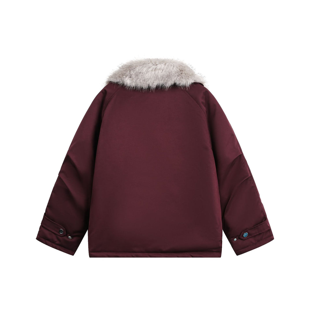 Damen Wattierter Kurzparka mit Kunstfellkragen und asymmetrischer Reißverschluss Shop Nory