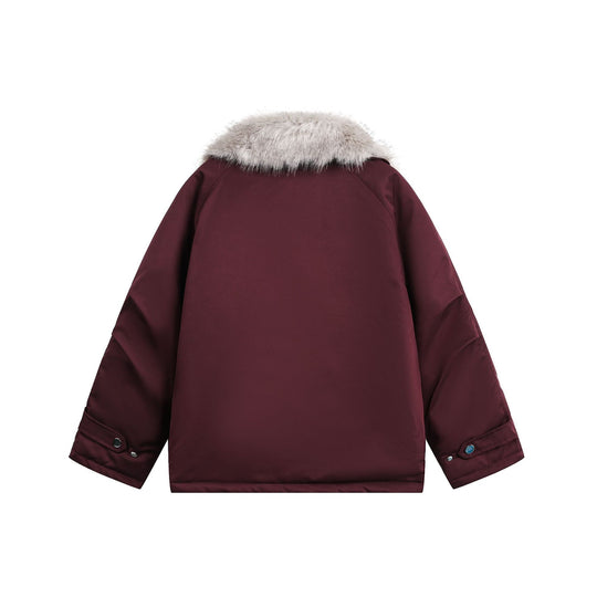 Damen Wattierter Kurzparka mit Kunstfellkragen und asymmetrischer Reißverschluss Shop Nory