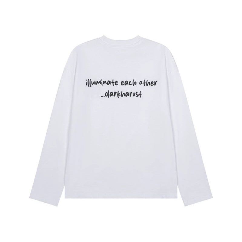 Unisex Langarm-Baumwollshirt mit minimalistischer Freundschafts-Stickerei Shop Nory