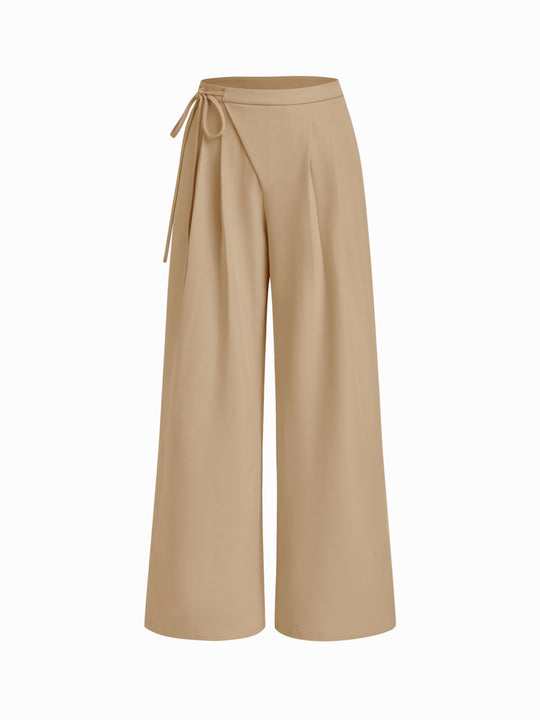Damen Weite Nadelstreifen-Hose mit Wickel-Taille Shop Nory