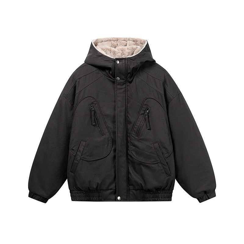 Unisex Kurz geschnittene Isolationsjacke im Boxy‑Cut mit Teddyinnenfutter und diagonal eingesetzten Reißverschlusstaschen Shop Nory