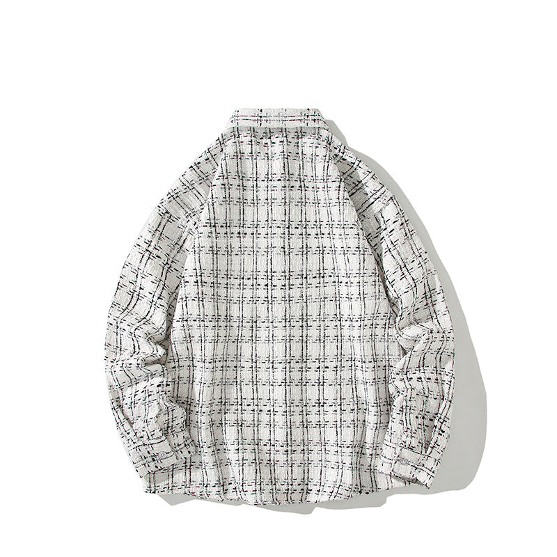 Herren Strukturierte Bouclé-Hemdjacke mit Karo-Jacquard und legerer Passform Shop Nory