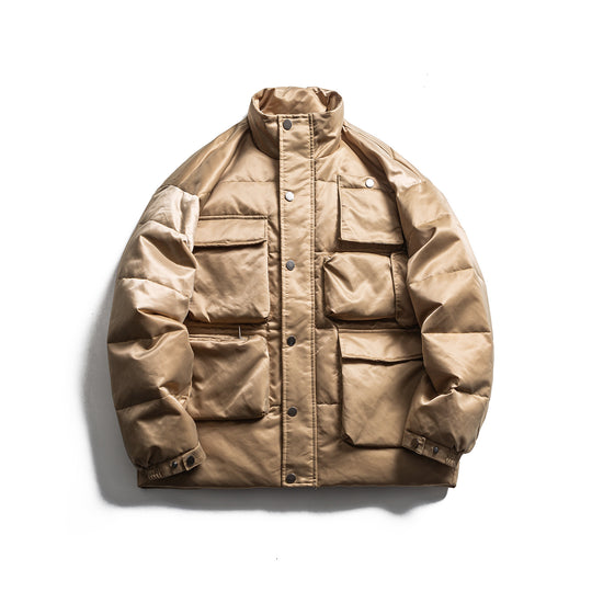 Herren Boxy Isolationsjacke im Fieldstil mit Cargo-Taschen und hohem Stehkragen Shop Nory