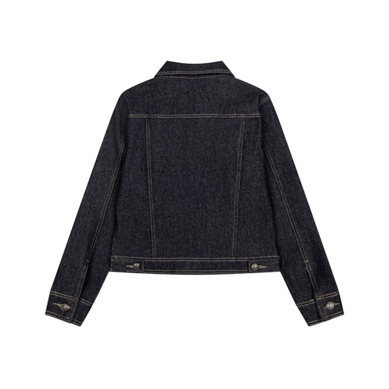 Damen kurze Jeansjacke im Military‑Stil mit Doppelreihen‑Knöpfen Shop Nory