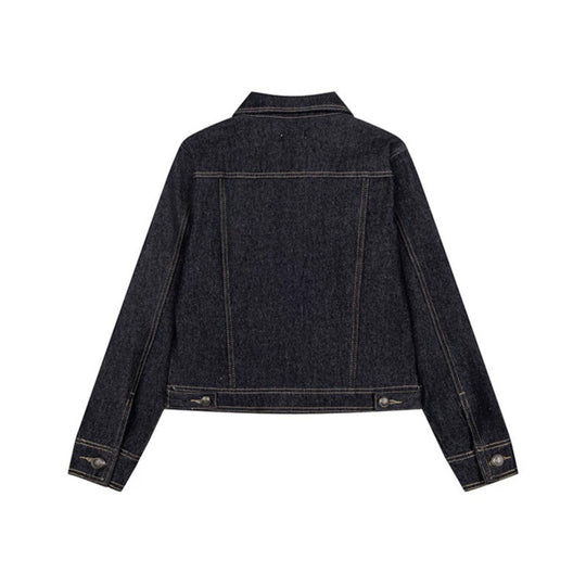 Damen kurze Jeansjacke im Military‑Stil mit Doppelreihen‑Knöpfen Shop Nory