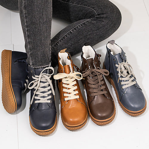 Damen gefütterte Schnür-Stiefelette mit seitlichem Reißverschluss und profilierter Gummisohle Shop Nory