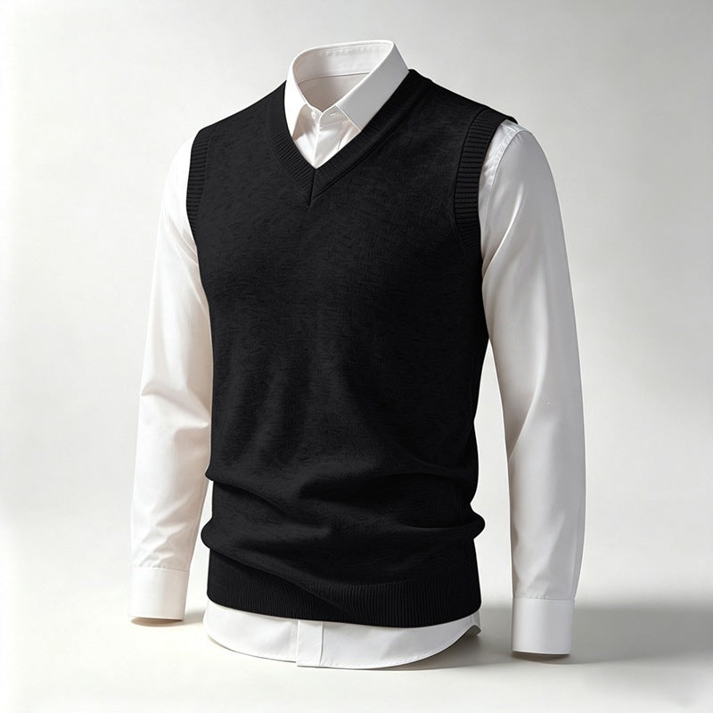 Herren Ärmellose Feinstrick V‑Ausschnitt Weste mit geripptem Saum Shop Nory