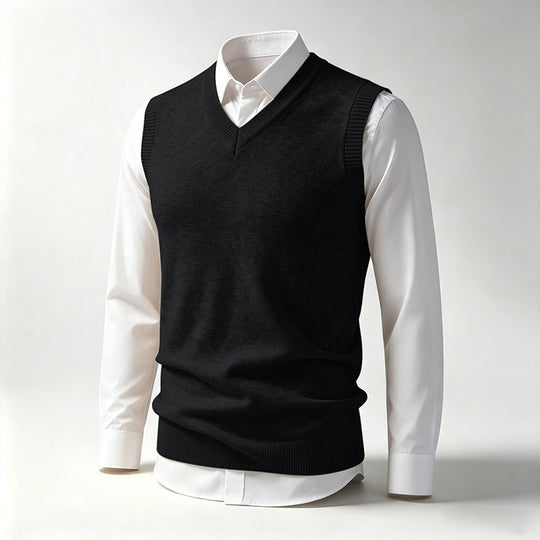 Herren Ärmellose Feinstrick V‑Ausschnitt Weste mit geripptem Saum Shop Nory