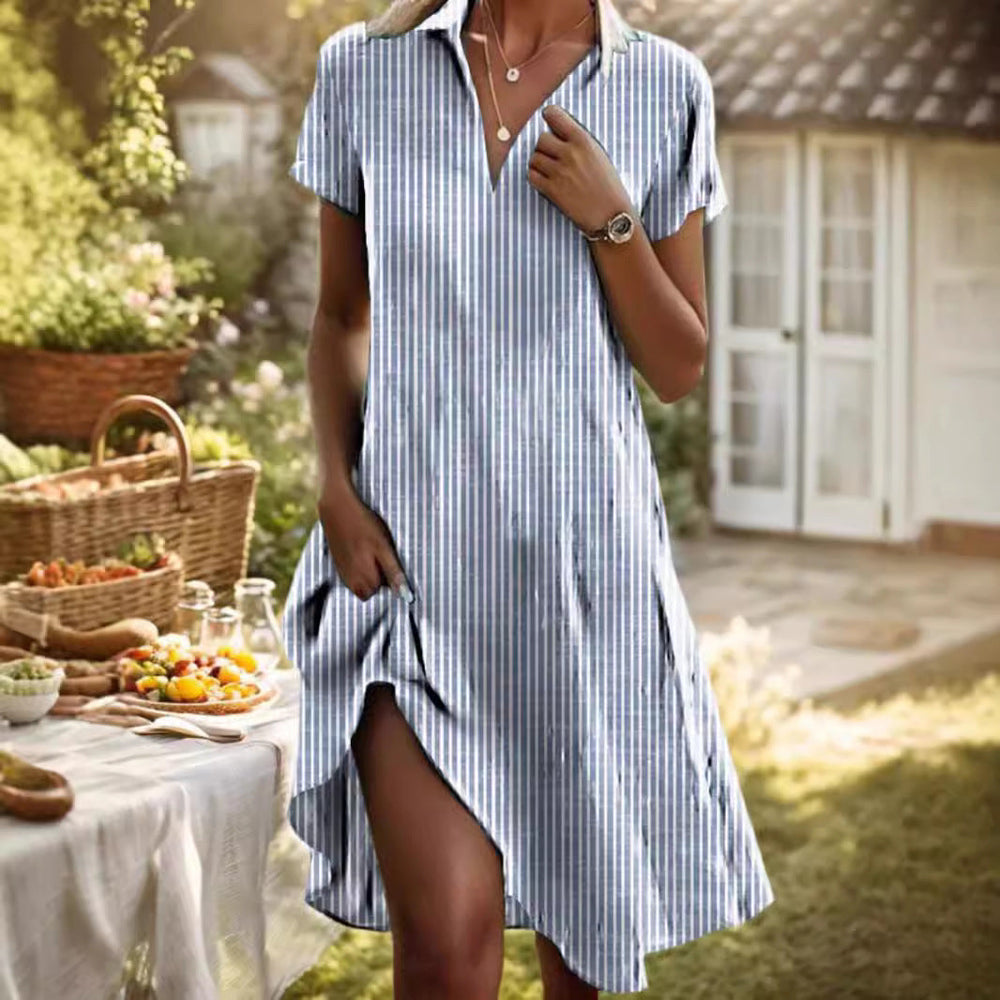 Damen Frischblumen-Hemdkleid mit Knopfverschluss und lässigem Schnitt
