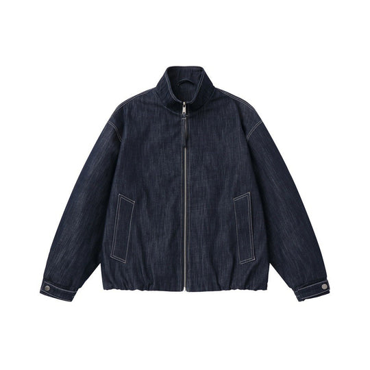 Herren Boxy-Jeansblouson mit hohem Stehkragen, sichtbarer Kontrastnaht und elastischem Saum Shop Nory