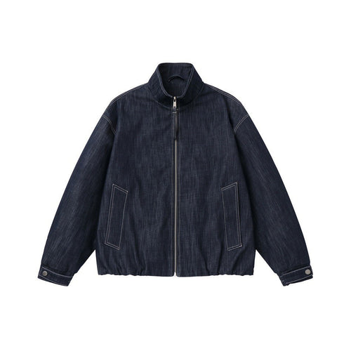 Herren Boxy-Jeansblouson mit hohem Stehkragen, sichtbarer Kontrastnaht und elastischem Saum Shop Nory