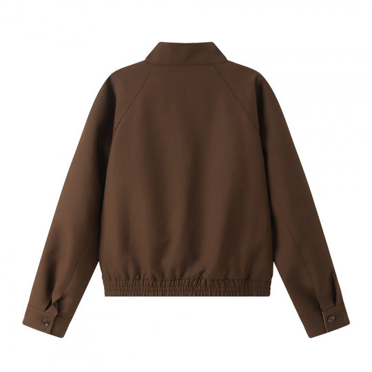 Unisex Kurz geschnittene Blousonjacke mit Stehkragen, elastischem Saum und kariertem Kragenfutter Shop Nory