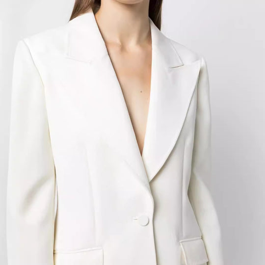 Damen Eleganter Einreihiger Maßgeschneiderter Blazer mit taillierter Schnittführung und weiter Palazzohose Shop Nory