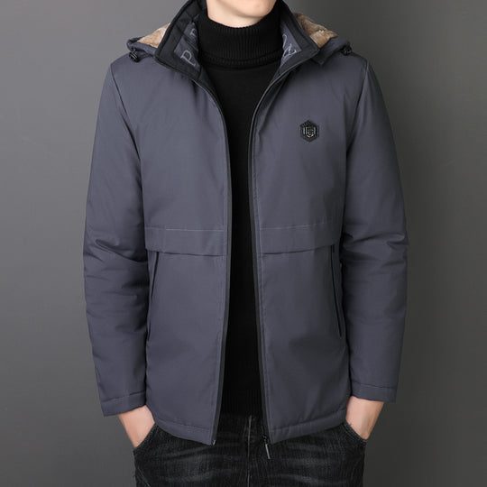Herren Übergangsjacke mit Teddyfutter, winddichter Außenhülle und Kapuze Shop Nory