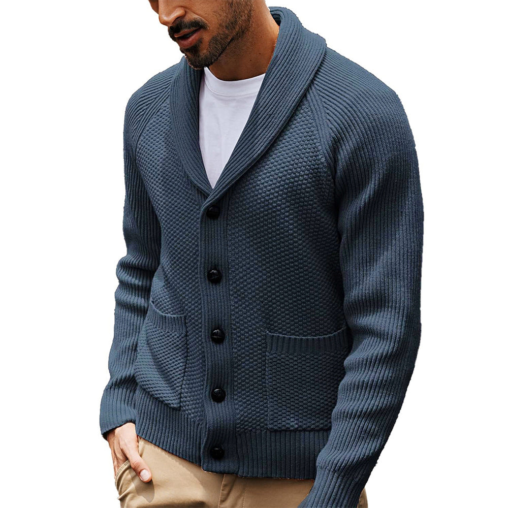 Herren Strickjacke mit Schalkragen und Taschen