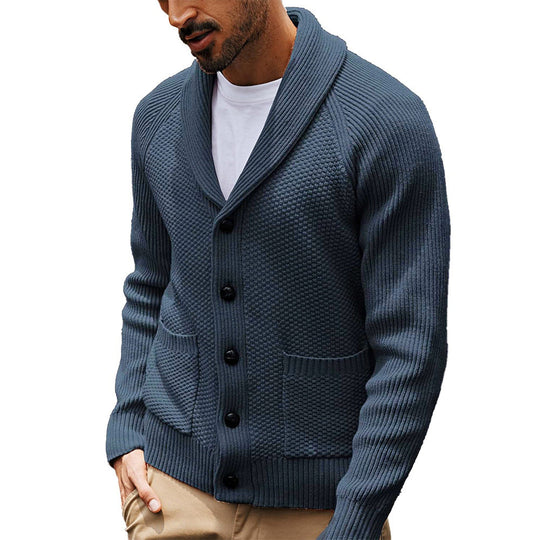 Herren Strickjacke mit Schalkragen und Taschen