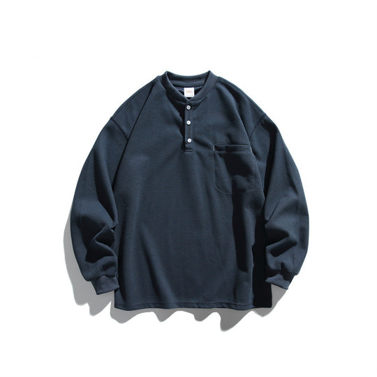 Unisex Oversize Waffel-Henley mit Raglanärmeln und Brusttasche Shop Nory