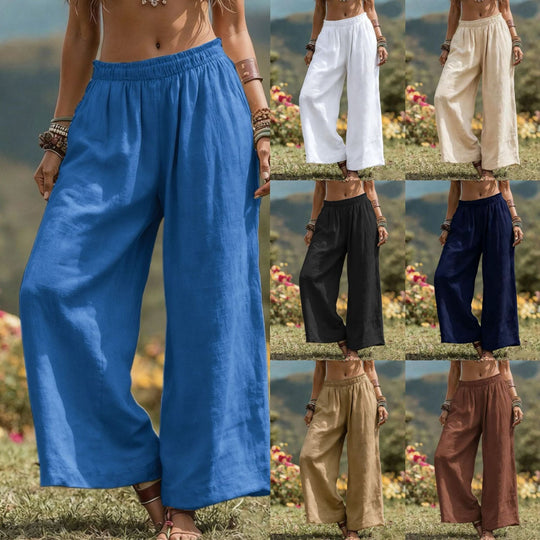 Damen Weit geschnittene Leinenhose