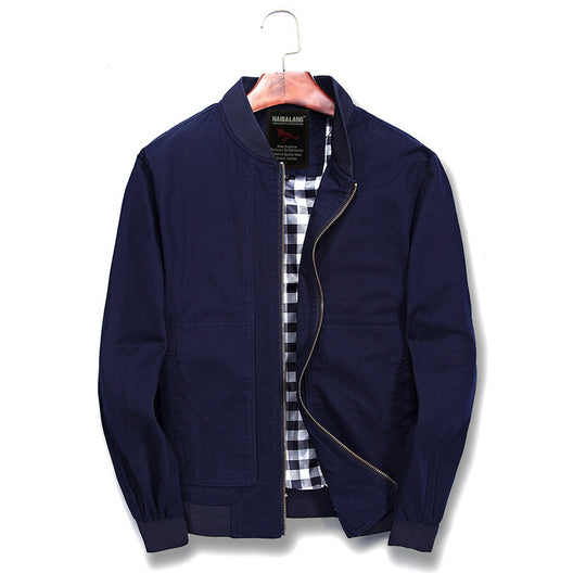 Herren leichte Canvas-Bomberjacke mit kariertem Innenfutter Shop Nory