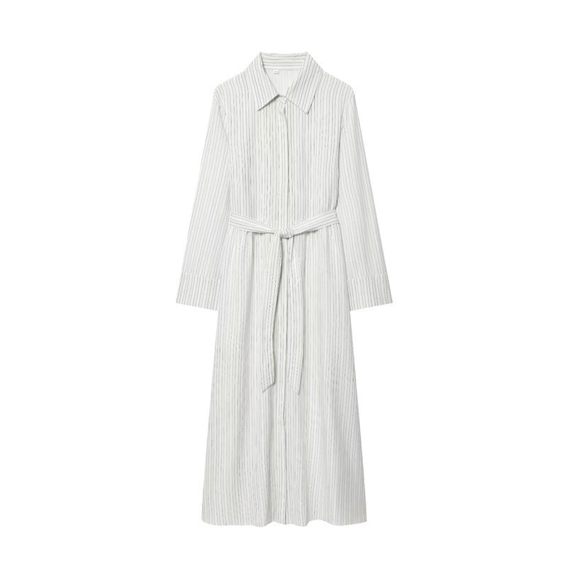 Damen Langes Hemdblusenkleid mit Taillengürtel und durchgehender Knopfleiste Shop Nory