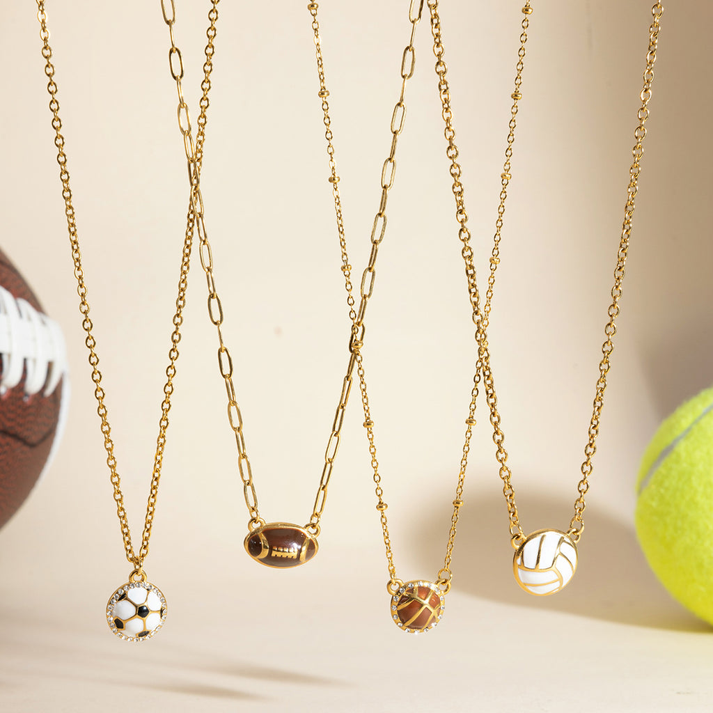 Damen Halskette mit elegantem Fußball-Anhänger und hypoallergenen Eigenschaften Shop Nory